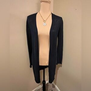 J Jill Linen Blend Long Lightweight  Black Cardigan, size XS